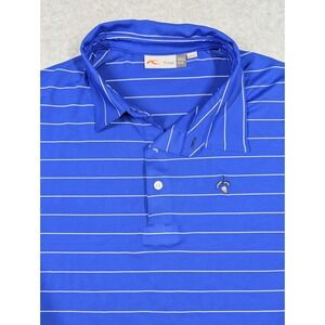 Kjus Men Shirt XL Performance Striped‎ Polo UPF 50+ Short Sleeve Acorn Logo